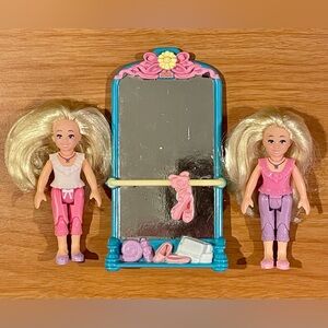 Fisher Price Loving Family Ballerina Sister Twins & Ballet Barre Mirror Set